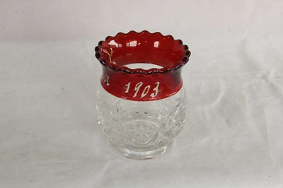 MCKEE GLASS CRYSTAL RUBY STAIN 1903 BRITANNIC PATTERN TOOTHPICK HOLDER EAPG - Image 1 of 4