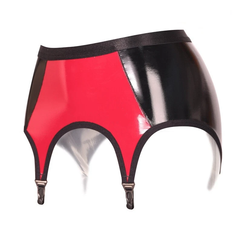 Sexy Women's Suspender Belt with Tights Patent Leather 4 StrapsTights Lingerie - Image 1 of 4