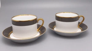Juego de 2 tazas y platillos Fitz & Floyd China patrón gris renacentista - Imagen 1 de 9