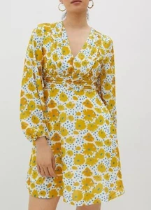 Anthropologie Vera Buttercup Cheerful Floral Print Mini Dress Sz M - Picture 1 of 14