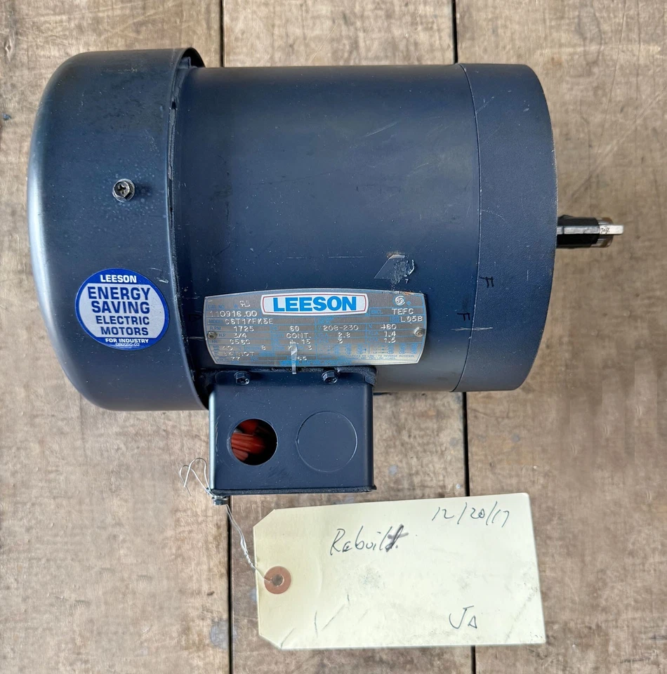 Rebuilt Leeson C6T17FK5E Electric Motor 3/4HP 110916.00 0.75hp 1725rpm 3ø TEFC - Image 1 of 4