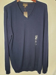 Tasso Elba Knit Sweater Seed Stitch Cotton V-Neck Navy Blue XL # 10 - Picture 1 of 6