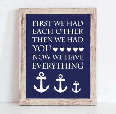 Estampado de ancla náutica para niño, decoración de habitación de bebé océano bebé 8x10 sin marco Foto 1 de 3