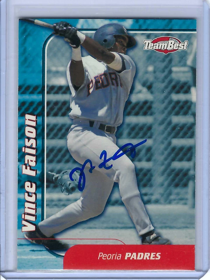 SAN DIEGO PADRES VINCE FAISON 1999 TEAM BEST SIGNED CARD # 18 AUTO - Image 1 of 1