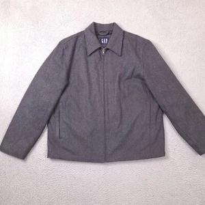 Vintage Gap Jacke Herren mittelgrau Bomber durchgehender Reißverschluss Wollmischung gesteppt gefüttert Y2K - Bild 1 von 15