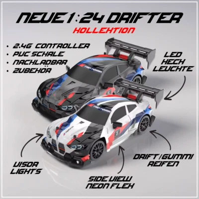 RC Drift Car, 1:24 Drift Auto Ferngesteuert Für Kinder Junge, 30KM/H 4WD Mini Dr - Bild 1 von 4