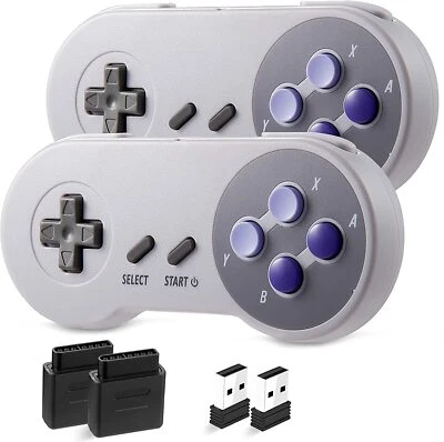 2Pack 2.4GHz Wireless Controller for SNES SFC PC Mac Linux W/ SNES USB Receivers - Image 1 of 4