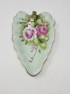 VINTAGE LEFTON PORZELLAN BLATT HANDBEMALT ROSA KOHLROSE BONBONIERE NE1860 GEBRAUCHT, IN EINWANDFREIEM ZUSTAND - Bild 1 von 10