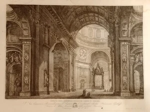Basilica San Pietro Vaticano Large Original Aquatint Print 1825 - Picture 1 of 8