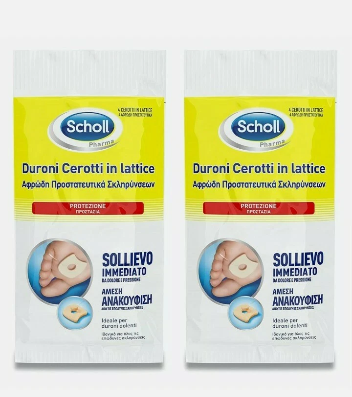 Scholl Latexpflaster, lindert Schmerzen & Druck von Schwielen & Wunden, 2x 4er-Pack