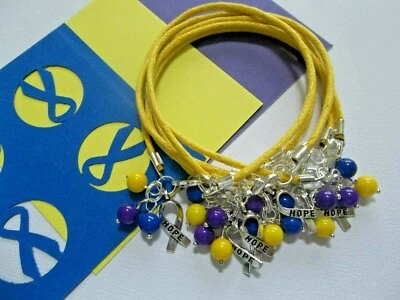 6 CT. BLADDER  CANCER AWARENESS YELLOW  'HOPE' CHARM BRACELETS  - Imagem 1 de 4