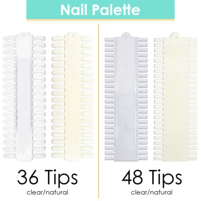 36 or 48 False Nail Art Display Practice Nail Tips Swatches Color Palette Board Foto 1 de 4