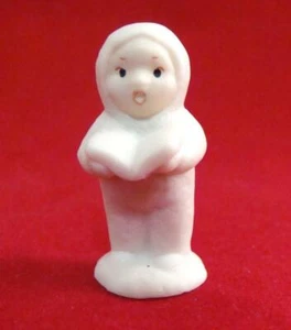 Vintage Miniature Snow Baby Snowbabies Porcelain Dollhouse Doll 1 3/8" Singing - Picture 1 of 8