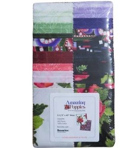 Amazing Poppies Strip-Pies 40 - 2.5" Strips by Ann Lauer for Benartex - Picture 1 of 2