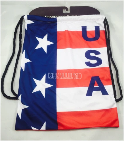 USA Flag Polyester Drawstring Backpack/Sack Cover