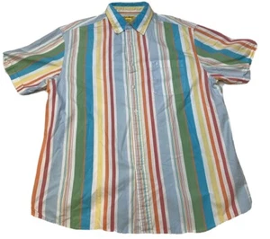 Vtg 90s L Duck Head Stripe Multicolor Short Sleeve Button Up Shirt Mens Sz L - Picture 1 of 12