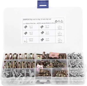 200PCS Car U Clips with Screw Assortment Kit, 8 Sizes Auto Car U Type Nut Clip A - Picture 1 of 12