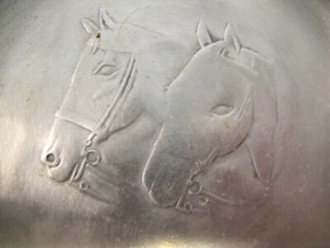 Vintage Hand Forged Everlast Aluminum Ashtray w 2 Horse Heads - Picture 1 of 5