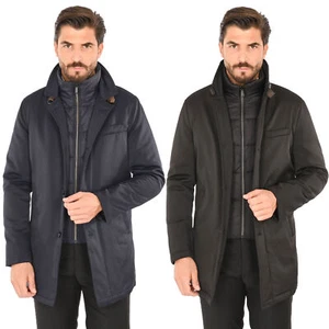 Cappotto Uomo Invernale Elegante Blu Nero Giubbotto Giaccone Impermeabile Casual - Imagen 1 de 18