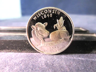 2004-S Wisconsin Silver Quarter Deep Cameo Mirror Proof Upper Grading Ranges - Image 1 of 3