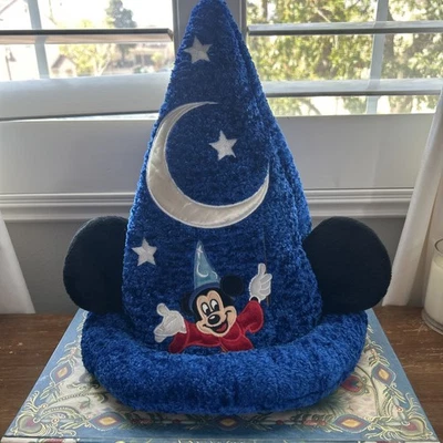 Disney Parks Mickey Mouse Fantasia Hat With Ears Wizard Blue Plush Pre-Owned - Image 1 of 4