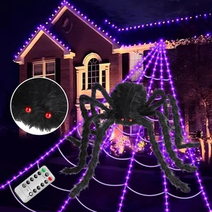 Hellere Spinnennetz Lichter,Halloween Deko Outdoor,250 Violette LED Lichter,5X5M - Bild 1 von 12