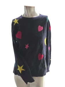 Suéter J CREW 100 % Cachemira Azul Marino Corazones Estrellas Para Mujer Talla Grande Clásico - Imagen 1 de 7