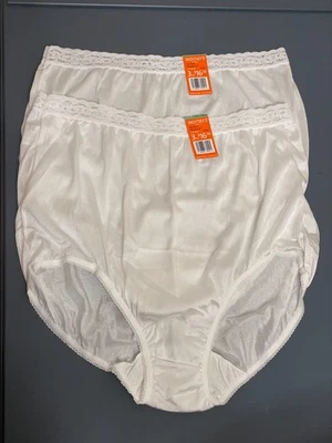 Vintage Warner's Perfect Measure Panties Briefs Size 8/XL Lot 2 White Satin New - Image 1 of 4