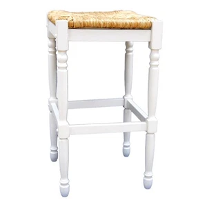 29" Natural And Antiqued White Solid Wood Backless Bar Height Bar Chair - Picture 1 of 5