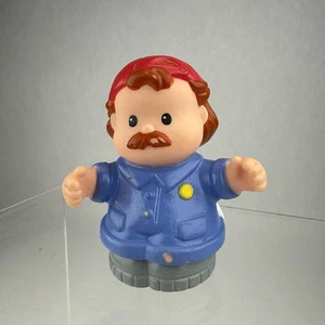 RARE Vtg 1997 Fisher Price Kleine Leute Mechaniker Mann Figur Spielzeug Blaues Hemd - Bild 1 von 4