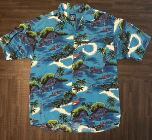 Camisa vintage de los 90’s GAP Hawaiian Flower tropical AOP para hombre XL abotonada limpia usada en excelente estado - Imagen 1 de 9