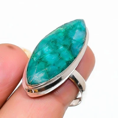 Sakota Mines Esmeralda (Simulada) Piedras Preciosas 925 Plata de Ley Anillo... - Imagen 1 de 4