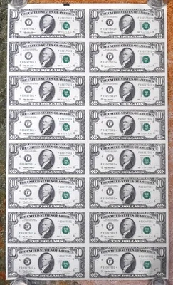 1995 UNCUT SHEET OF 16 - 1995 $10 STAR NOTES, ATLANTA DISTRICT - Image 1 of 4