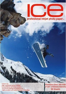 50 Sheets ICE Satin Resin Coated 6 x 4 ( 150x100mm ) Pro Photo Card Paper 260gsm - Picture 1 of 1