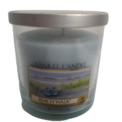 New Yankee Candle Beach Walk Glass Jar With Silver Lid 7 oz 35-45 Hours Wax Blue - Image 1 of 4