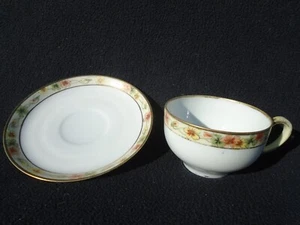 Nippon Hand Painted Cup & Saucer-Floral Design - Picture 1 of 5