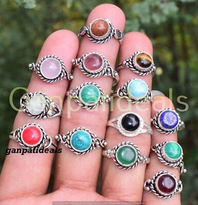100pcs Wholesale Lots Sunstone & Mix Gemstone Rings  925 Silver Plated Jewelry - Picture 1 of 4