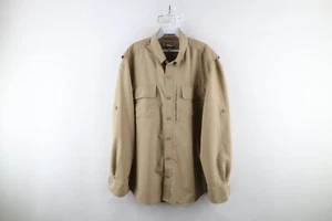 Duluth Trading Co Mens Large CoolPlus Action Long Sleeve Button Down Shirt Beige - Picture 1 of 11