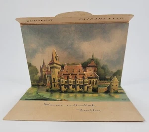 Postal abierta tridimensional vintage del castillo de Budapest Vajdahunyad - Imagen 1 de 12