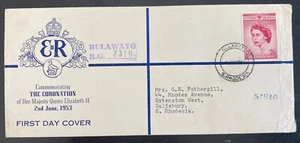 1953 Bulawayo Southern Rhodesia First Day Cover Queen Elizabeth Coronation II - Picture 1 of 2