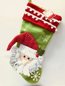 Holiday 18” Santa Felt 3D Christmas Hanging Stocking New - Picture 1 of 4