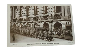 Australian Troops March Through London Real Photo postcard, 1918-19 - Picture 1 of 2