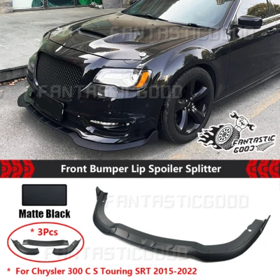 For Chrysler 300 C S SRT 2015-2023 Matte Black Front Bumper Lip Splitter V3 Kit - Image 1 of 4