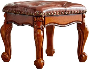Upholstered Leather Footstool Chair for Living Room Sofa Entryway, Small Foot St - Picture 1 of 9