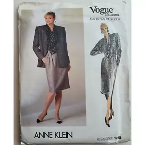 80er Schnittmuster Jacke Rock High Waist Blusenausschnitt Wasserfall B36 Gr.14 Vogue 1755 - Bild 1 von 5