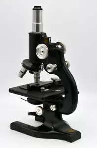 ANTIQUE SPENCER MICROSCOPE BUFFALO NY 3 OBJECTIVES x-y STAGE ADJ CONDENSER, CASE - Picture 1 of 22