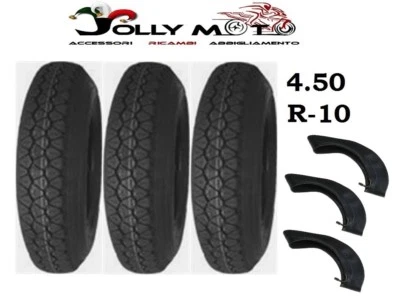 3 PNEUMATICI 4.50-10 PR8 per PIAGGIO APE MP 601 DEESTONE 1 Ant + 2 Post + CAMERE