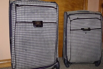 PURPLE HERRINGBONE LUGGAGE LIZ CLAIRBORNE 26" extend handle roll on storage WHOW - Image 1 of 4