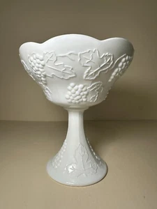 Colony Harvest Leaves And Grapes Milk Glass No Lid No Lip 7 5/8" Compote Bowl - Picture 1 of 16