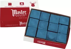 MASTERS BLUE CHALK DUTZEND BILLARD POOL KREIDE 12ER PACK BRANDNEU KOSTENLOSER VERSAND - Bild 1 von 6